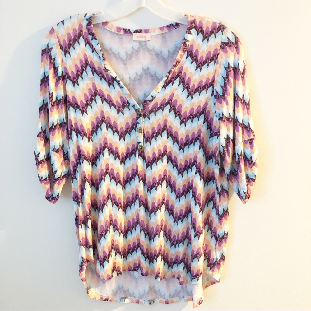 PIXLEY FUN‎ TRIBAL STYLE ZIGZAG STRIPE TOP M